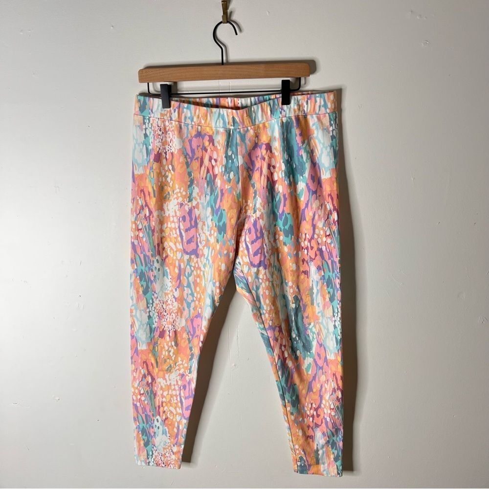 Soft Surroundings Must Have Leggings Abstract Large Orange Pull On Ankle pastel